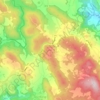 Foce topographic map, elevation, terrain