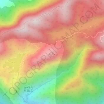 白水寨山 topographic map, elevation, terrain