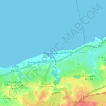 Playa Baracoa topographic map, elevation, terrain