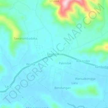 Tawainalu topographic map, elevation, terrain