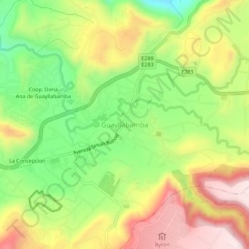 Guayllabamba topographic map, elevation, terrain
