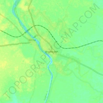 Arambagh topographic map, elevation, terrain
