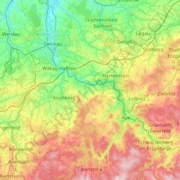 Langenweißbach topographic map, elevation, terrain