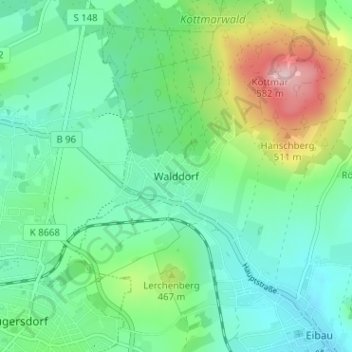 Walddorf topographic map, elevation, terrain
