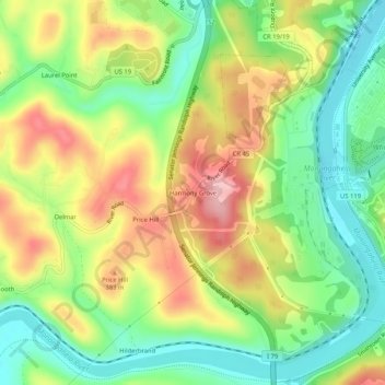 Harmony Grove topographic map, elevation, terrain