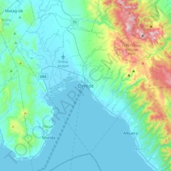 Ormoc topographic map, elevation, terrain