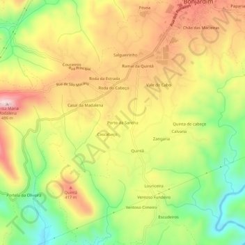 Porto da Sancha topographic map, elevation, terrain