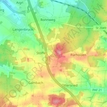 Sankt Kastl topographic map, elevation, terrain