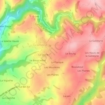 Le Mouscard topographic map, elevation, terrain