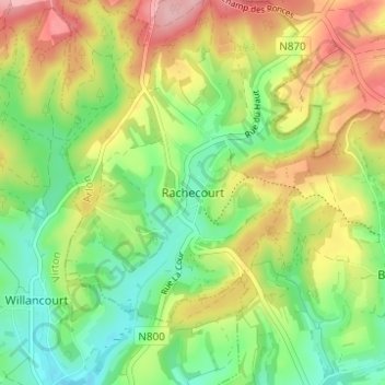 Rachecourt topographic map, elevation, terrain