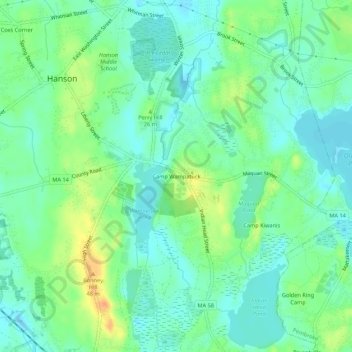 Camp Wampatuck topographic map, elevation, terrain