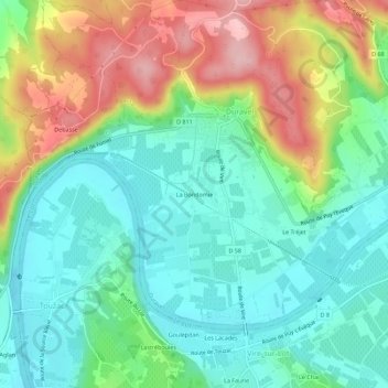 La Bondomie topographic map, elevation, terrain