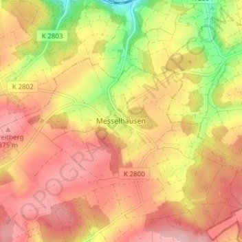 Messelhausen topographic map, elevation, terrain