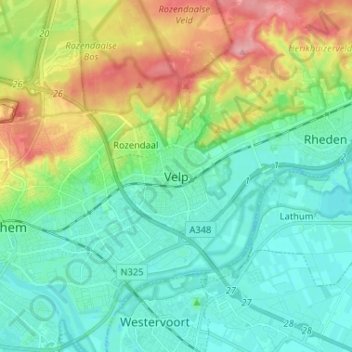 Velp topographic map, elevation, terrain