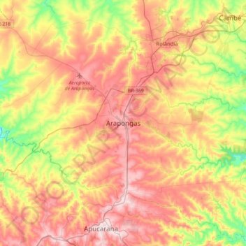 Arapongas topographic map, elevation, terrain