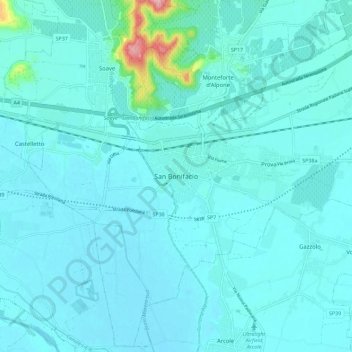 San Bonifacio topographic map, elevation, terrain