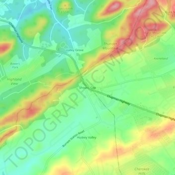 Shooks Gap topographic map, elevation, terrain