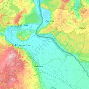 Oderaue topographic map, elevation, terrain