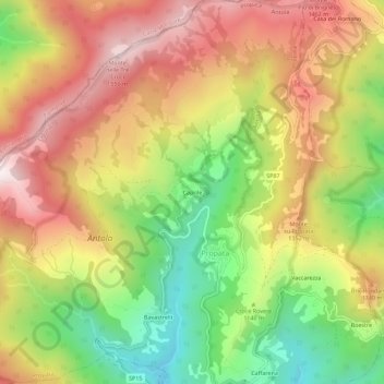 Caprile topographic map, elevation, terrain
