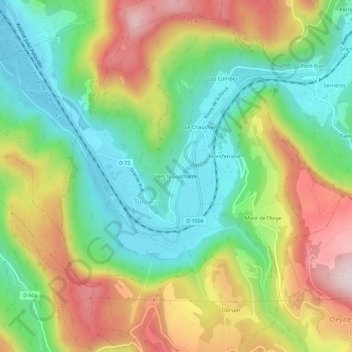 Vers la Guicharde topographic map, elevation, terrain