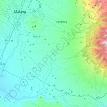 Wajak topographic map, elevation, terrain