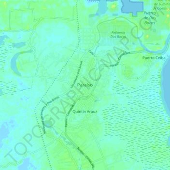 Paraíso topographic map, elevation, terrain