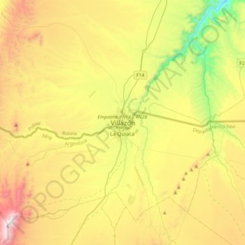 Villazón topographic map, elevation, terrain