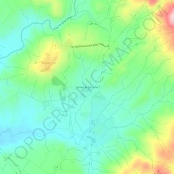 Terme di Saturnia Spa topographic map, elevation, terrain