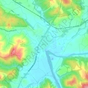 Paganico topographic map, elevation, terrain