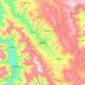 维西县 topographic map, elevation, terrain