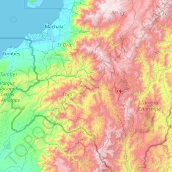Cordillera de Chiguango topographic map, elevation, terrain