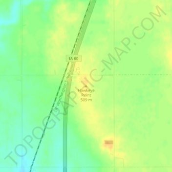 Hawkeye Point topographic map, elevation, terrain