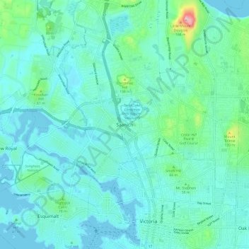 Saanich topographic map, elevation, terrain