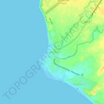 Masachapa topographic map, elevation, terrain
