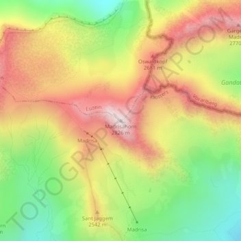 Madrisahorn topographic map, elevation, terrain