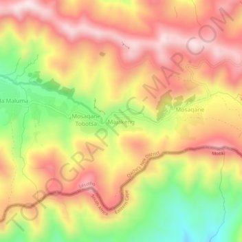 Majakeng topographic map, elevation, terrain