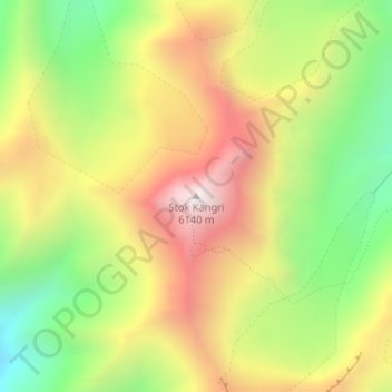 Stok Kangri 6140 m topographic map, elevation, terrain