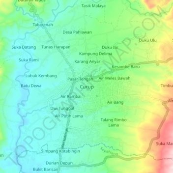 Curup topographic map, elevation, terrain