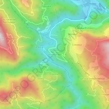 Totomochapa topographic map, elevation, terrain