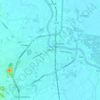 Ratchaburi topographic map, elevation, terrain