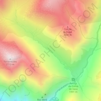 Coma de Vaca topographic map, elevation, terrain