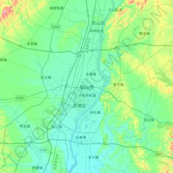 Meishan topographic map, elevation, terrain