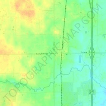 Sobieski topographic map, elevation, terrain