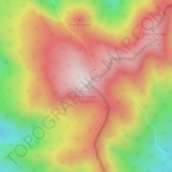 Tidbinbilla Mountain topographic map, elevation, terrain