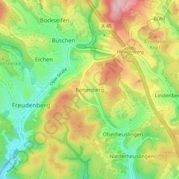 Bottenberg topographic map, elevation, terrain