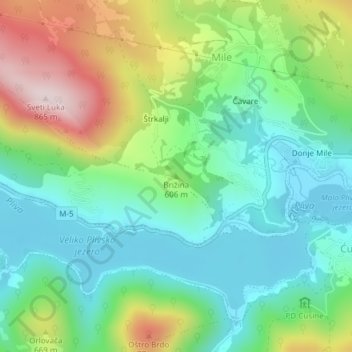 Brižina topographic map, elevation, terrain