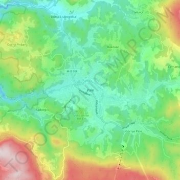 Pale topographic map, elevation, terrain