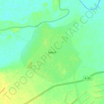 Бөрлі topographic map, elevation, terrain