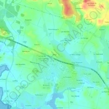 Ténac topographic map, elevation, terrain