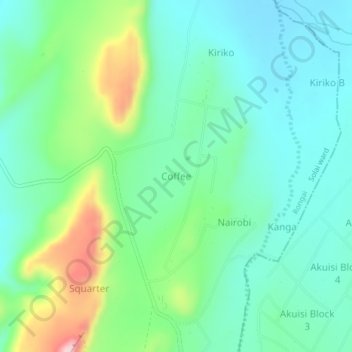 Coffee topographic map, elevation, terrain